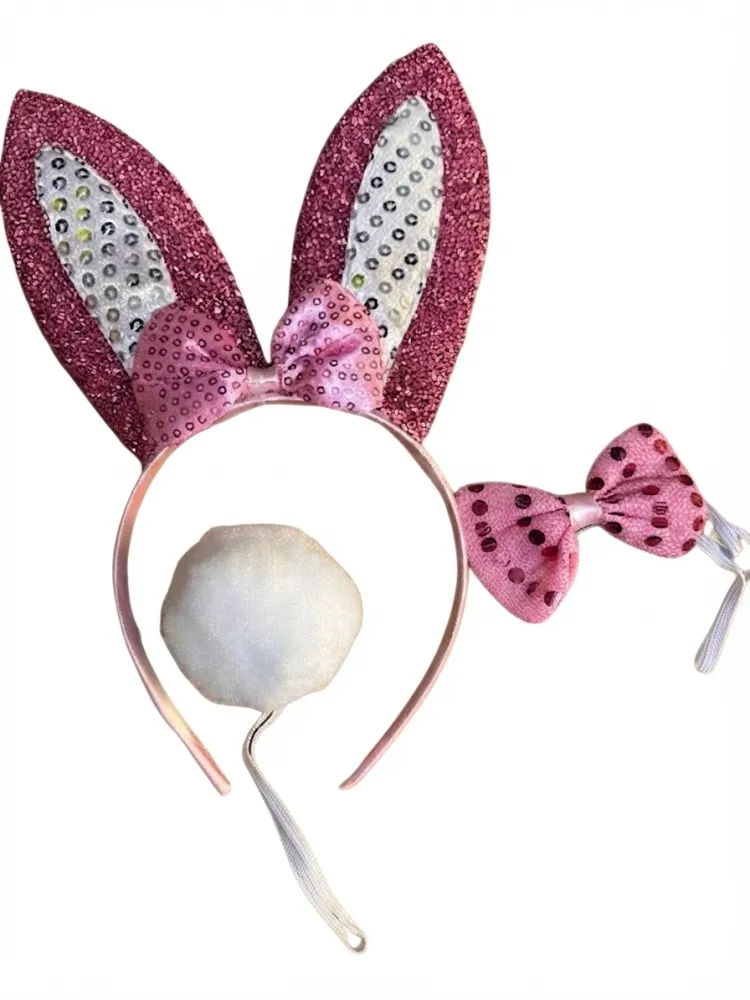 SET DE CONEJITA SENCILLO CON LENTEJUELAS ROSITA PFM-24551 PFM-22592