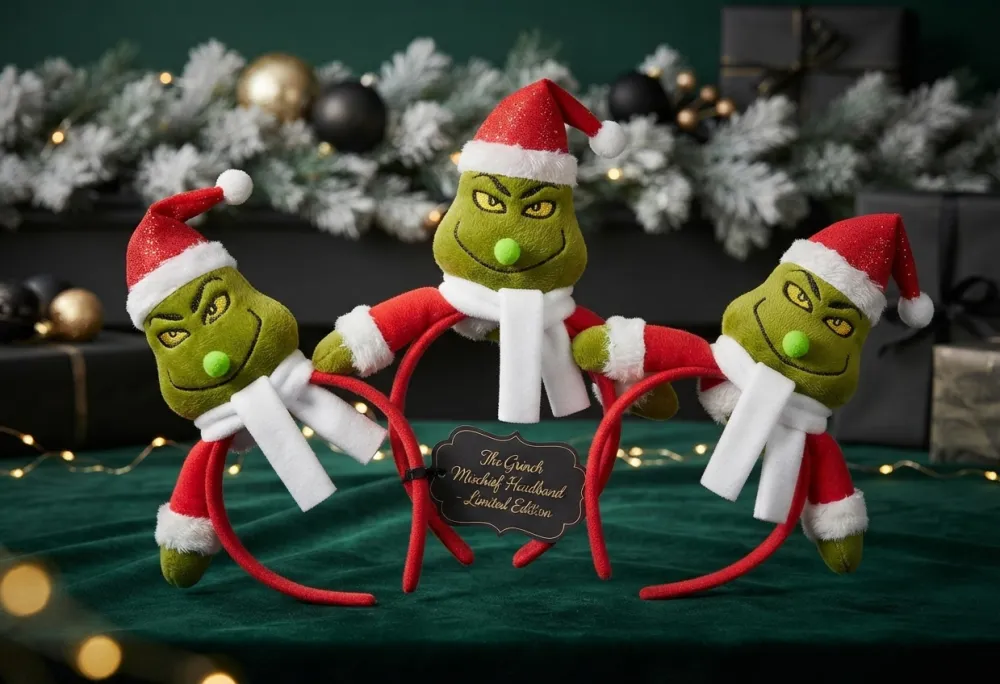 DIVERTIDA DIADEMA NAVIDEÑA DEL GRINCH DECORADA