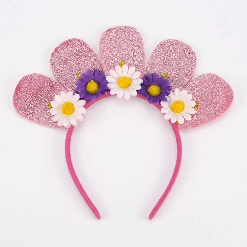 DIADEMA DE PETALOS Y MARGARITAS  ROSA BRILLANTE PFM-15145214