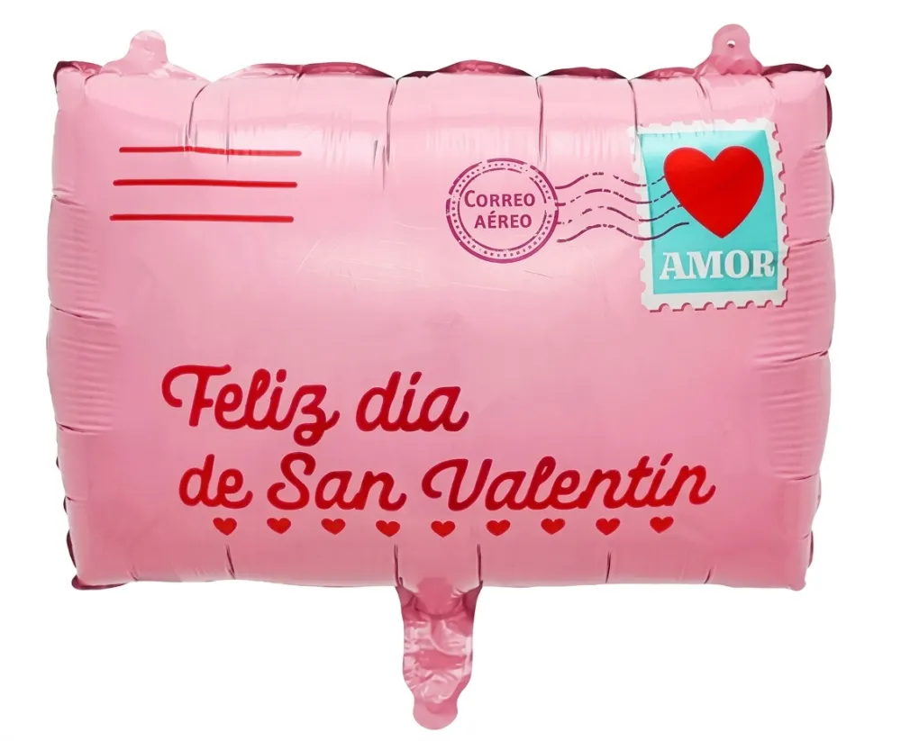 GLOBO METALICO CON FORMA DE CARTA DE AMOR