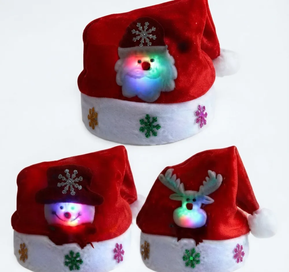 INDIVIDUAL GORRO SANTA NAVIDAD CON MUÑECO CON LUZ NAVIDAD SS-495 BT-1020
