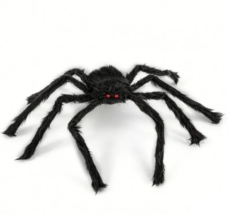 ARAÑA CHICA DE FELPA NEGRA CON OJOS ROJOS PARA DECORACION