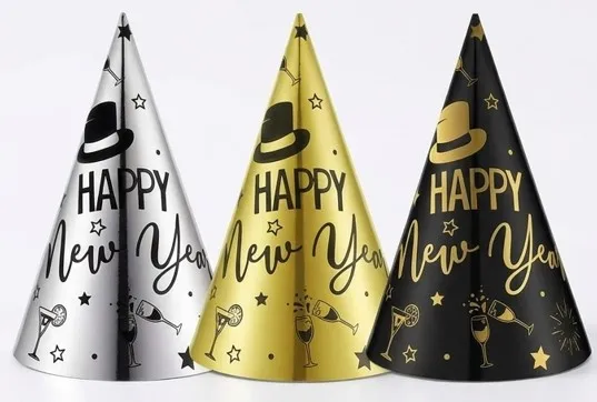 GORRO CONO CHICO SENCILLO 24CM  HAPPY NEW YEAR/FELIZ AÑO NUEVO PFM-10169802