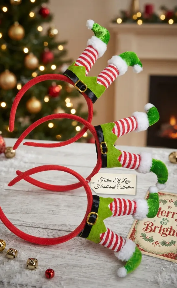 DIADEMAS NAVIDEÑAS CON UN DISEÑO DE PIERNAS DE ELFO