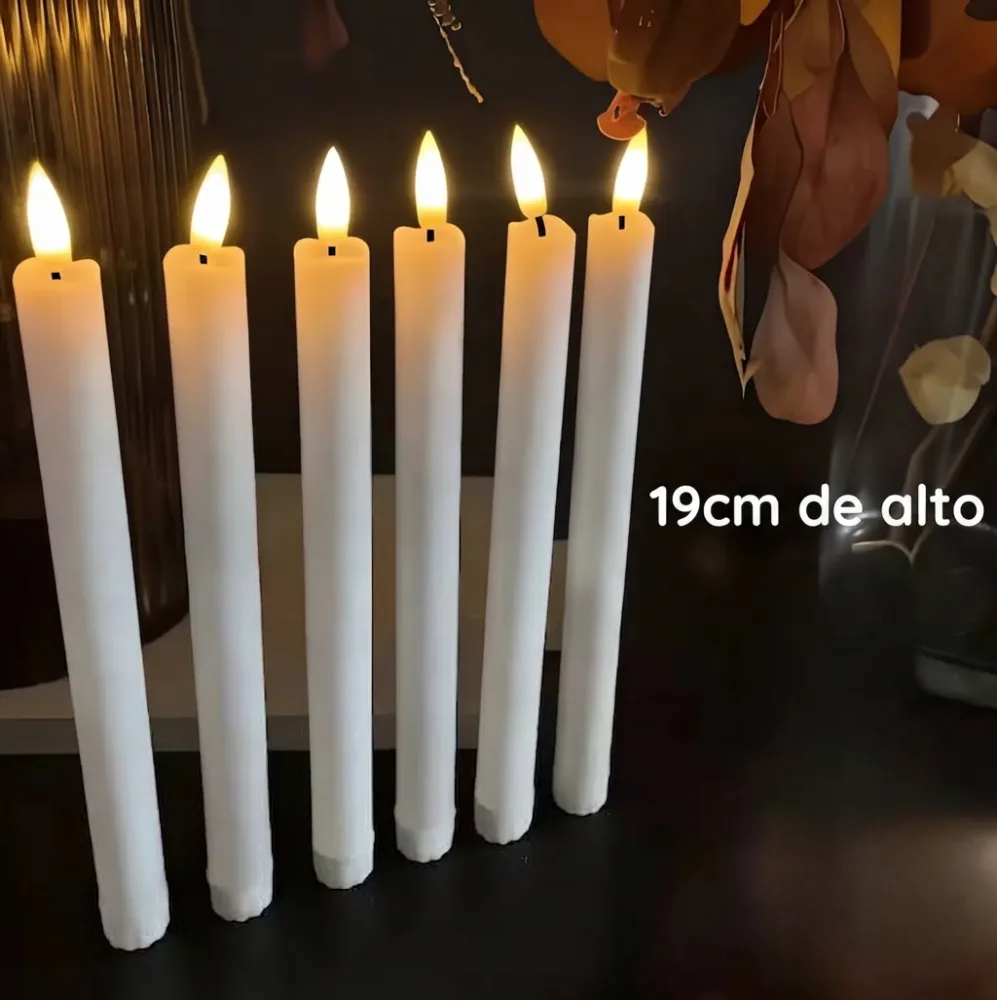 VELAS REALISTAS SIN LLAMA CON PARPADEO DE 19CM DE ALTO