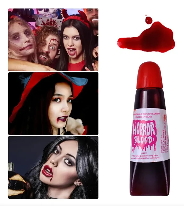 Foto 2 de KIT DE SANGRE FALSA Y COLMILLOS DE VAMPIRO