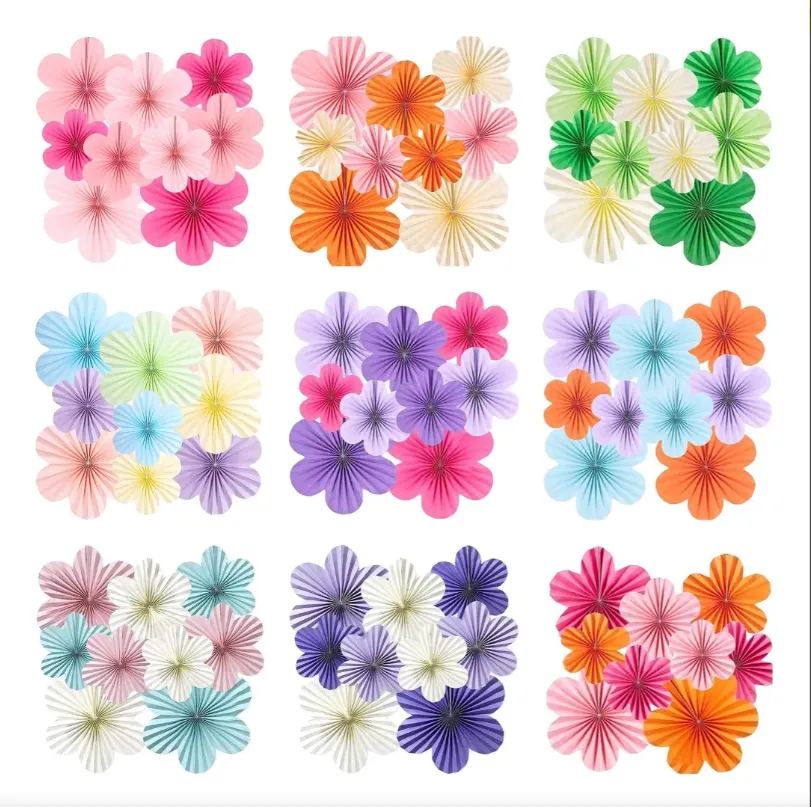 EMPAQUE FLORAL DE ABANICOS DE FLORES DE PAPEL