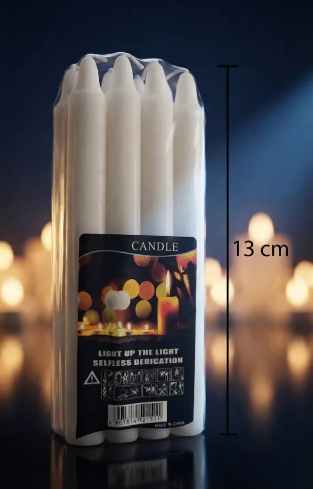 PAQUETE DE VELAS BLANCAS DE 13CM DE ALTO