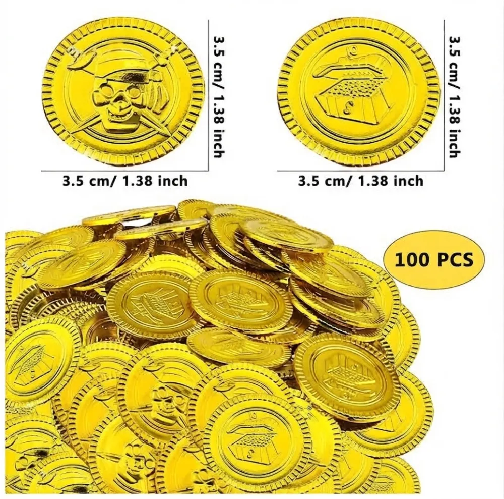 MONEDAS DE ORO PIRATAS DE PLÁSTICO
