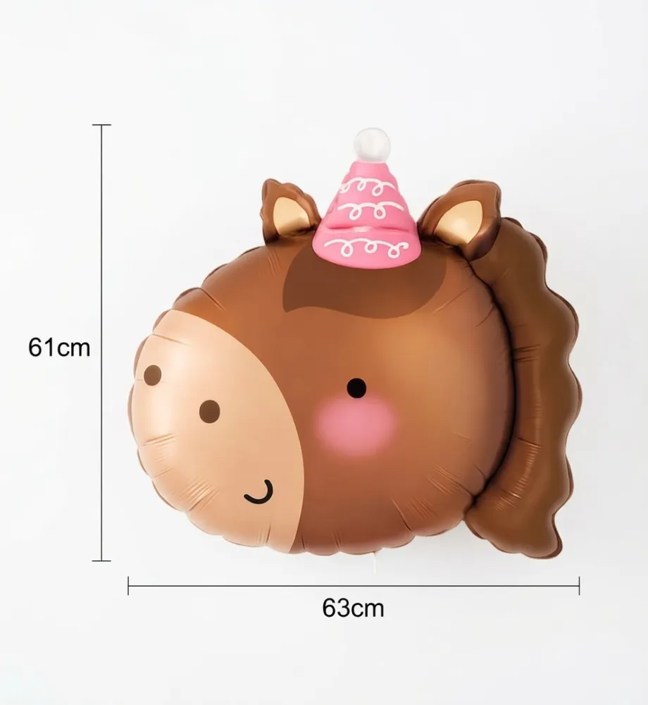 GLOBO METALIZADO CON DISEÑO DE UN CABALLITO CON GORRITO