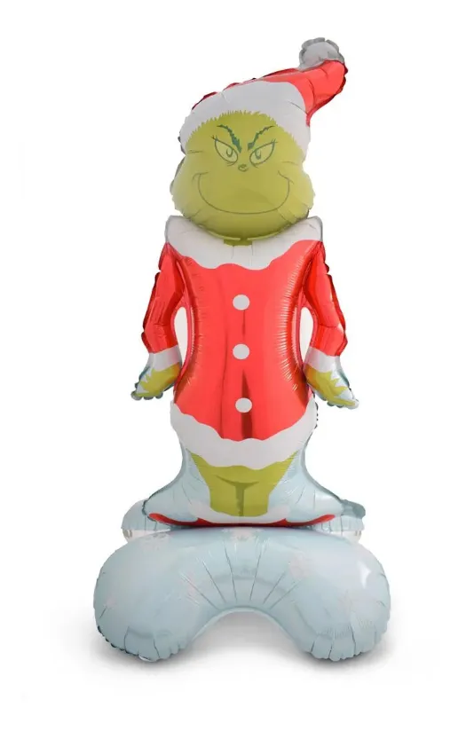 GLOBO METÁLICO DEL EL GRINCH DE PIE CON TRAJE DE NAVIDAD DE 58X120CM