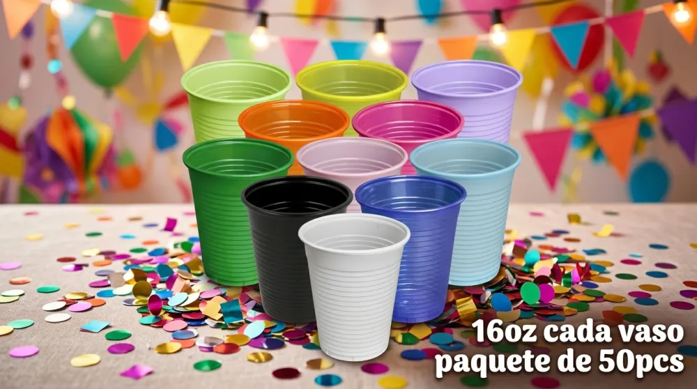PAQUETE DE VASOS DESCARTABLES DE 16OZ CON 50PCS