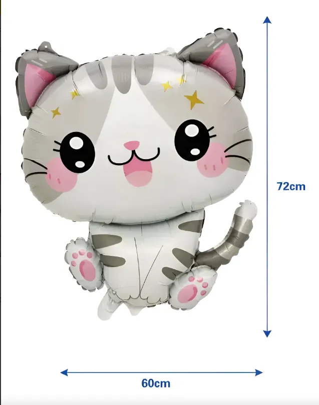 GLOBO METALICO O DE FOIL CON DISEÑO DE GATITO  60 X 72 CM