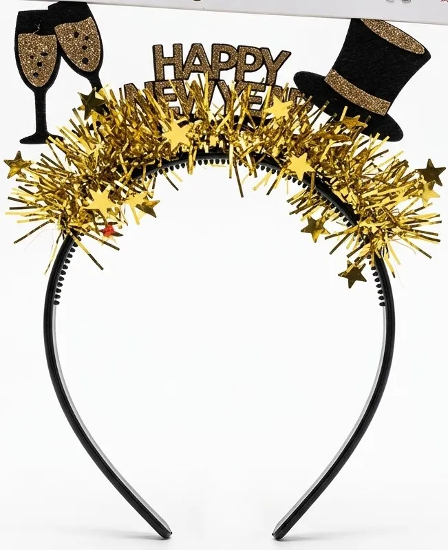 DIADEMA CON ESCARCHA FELIZ AÑO NUEVO CON SOMBRERO Y COPA PFM-15145202