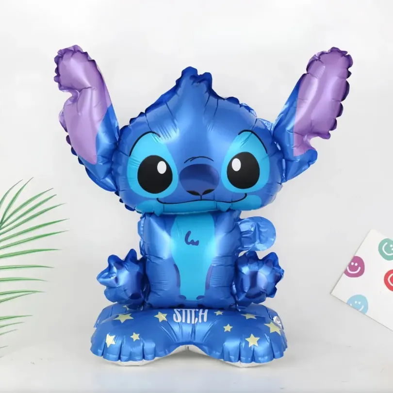 GLOBO METALICO CON LA FORMA DE STITCH SENTADO CON 47X55CM