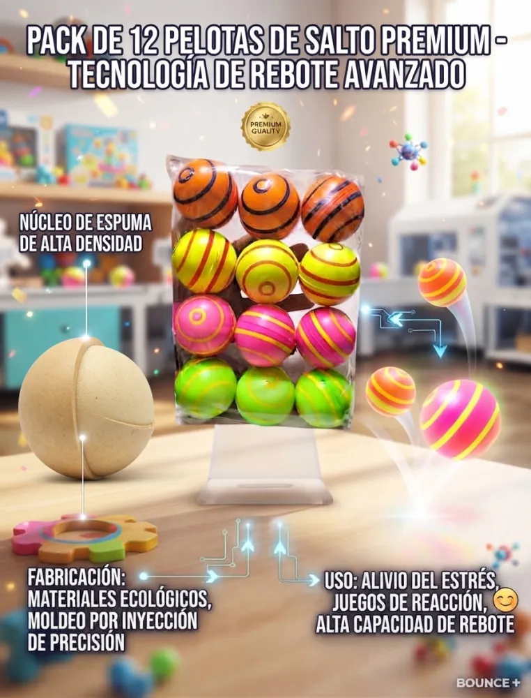  PAQUETE DE 12 PELOTAS DE ESPONJA CON DISEÑO EN ESPIRAL