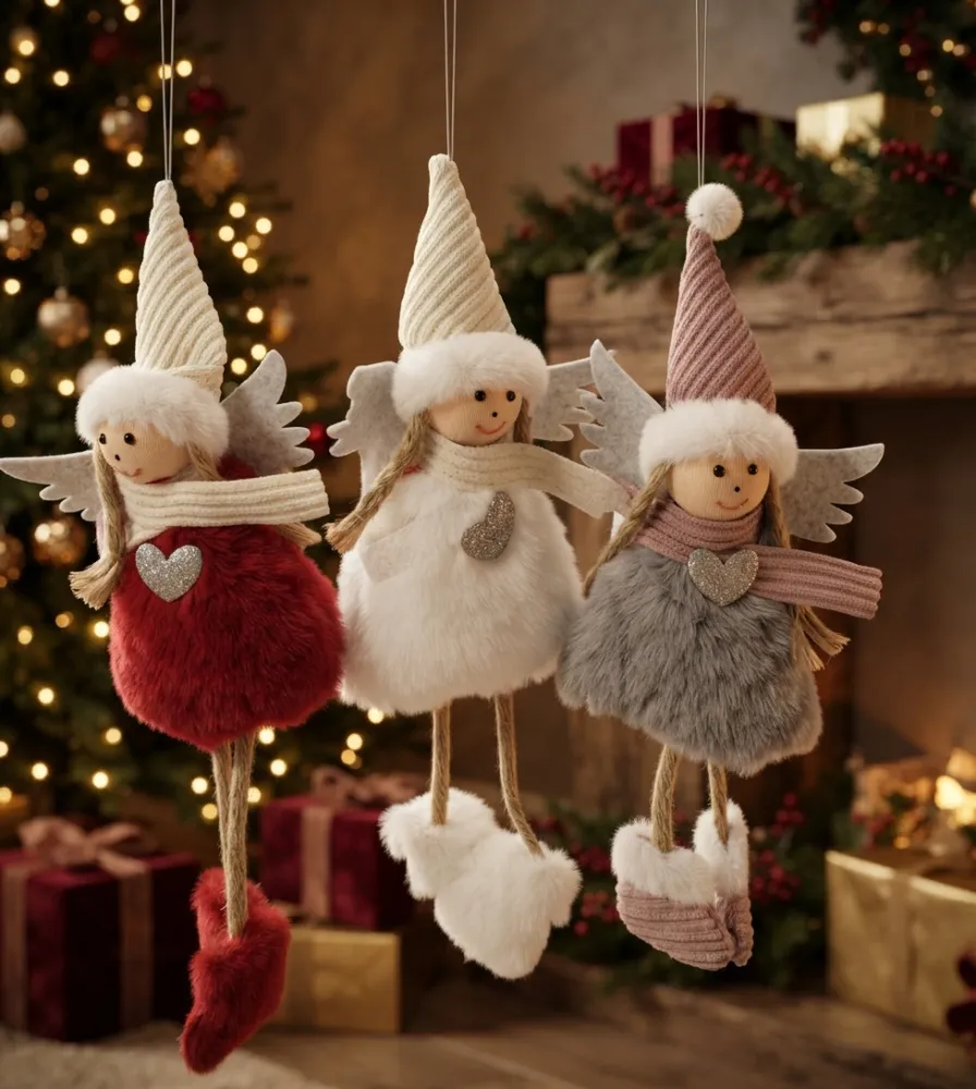 MUÑECA DE ANGEL NAVIDEÑO COLGANTE PARA ARBOL- 24CM